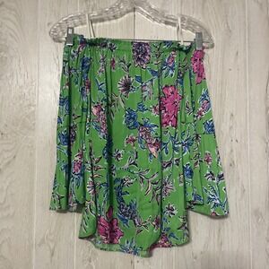 LILLY PULITZER XS GECKO  GREEN BREWSTERS BLOOMS NEVIE Off The Shoulder‎ TOP